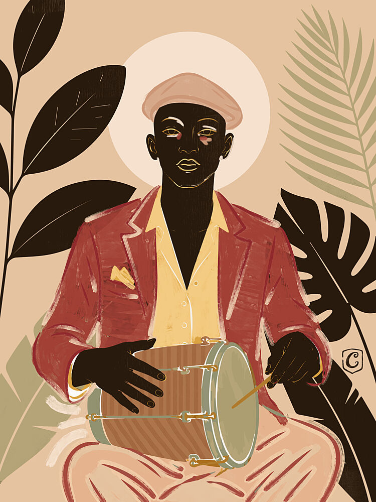 Tropical Drummer art print by Cannavaro for $57.95 CAD