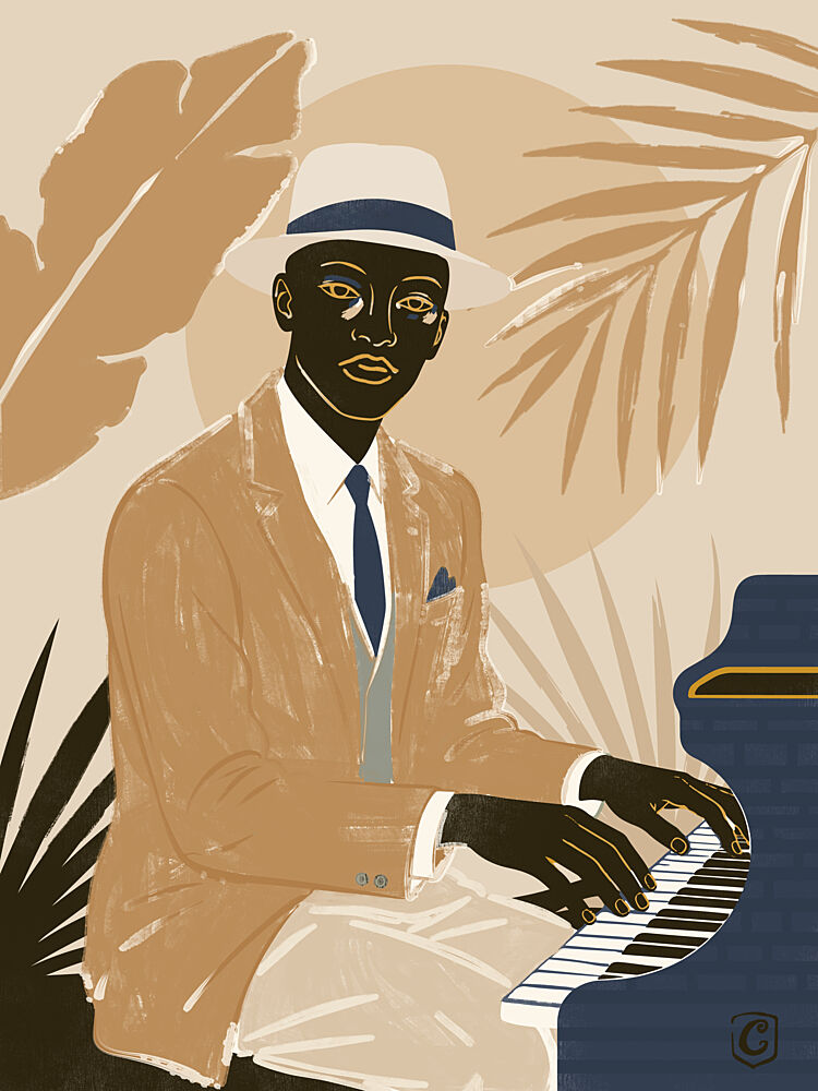 Dapper Jazz Pianist art print by Cannavaro for $57.95 CAD