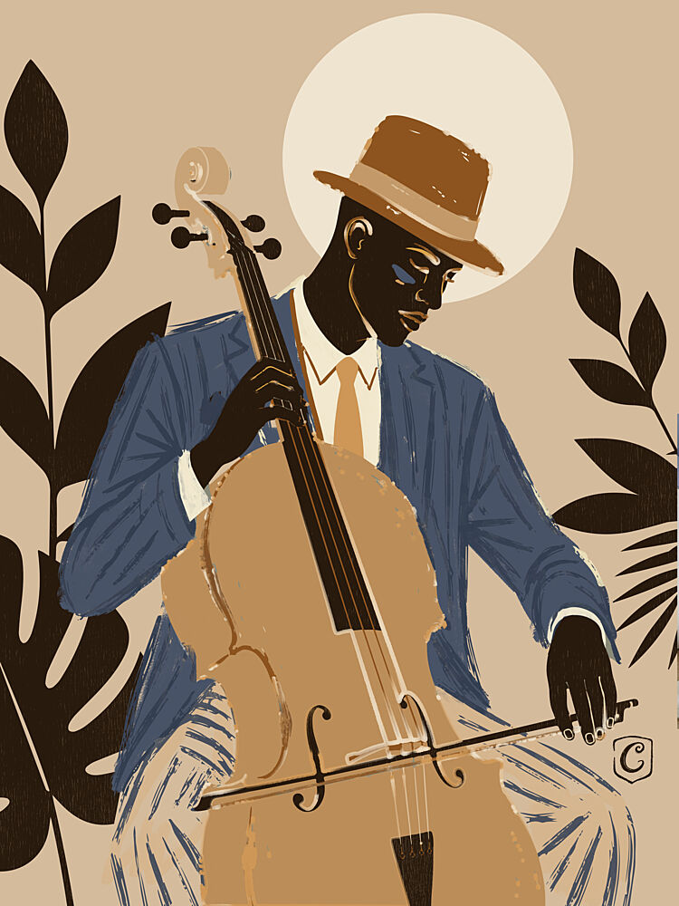 Jazz Cello Player art print by Cannavaro for $57.95 CAD