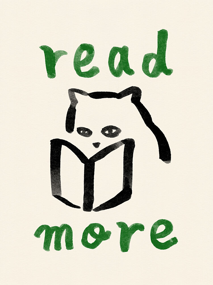 Cozy Reading Cat art print by NewLayer Studio for $57.95 CAD