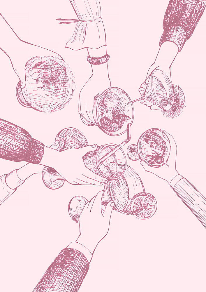 Friends Toasting Cocktails art print by The Art Concept for $57.95 CAD
