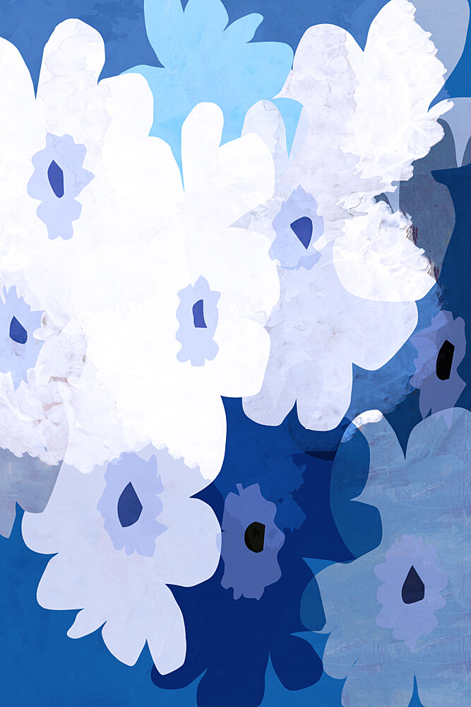 Shades of Blue Blooms art print by Cartissi for $57.95 CAD