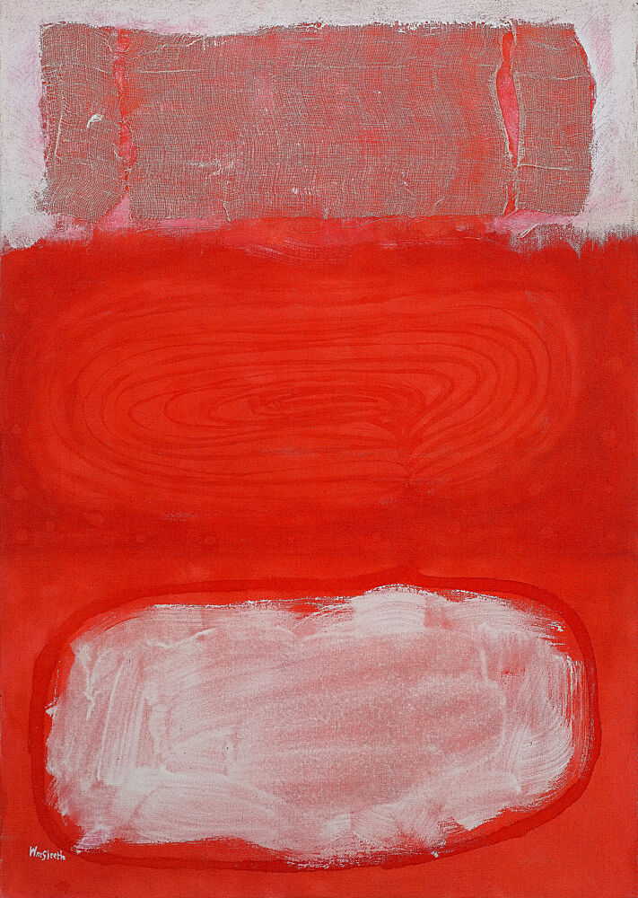 Red White Abstract art print by Wayne Sleeth for $57.95 CAD