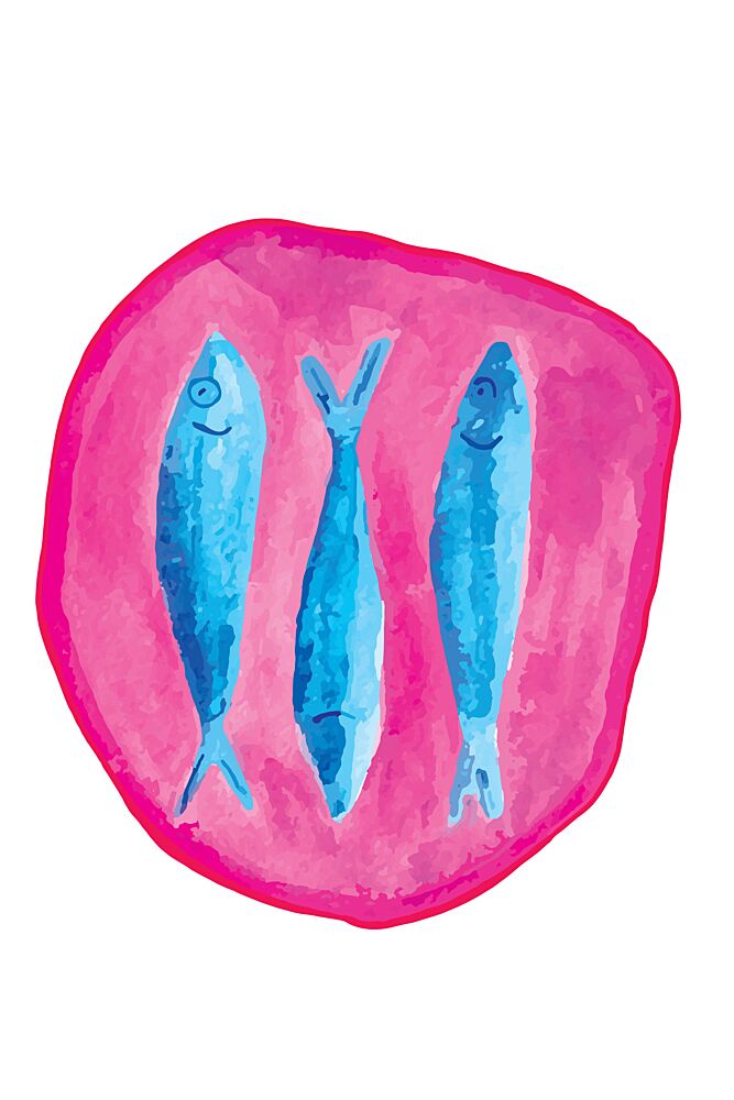 Smiling Blue Fish art print by Elizabeth C for $57.95 CAD