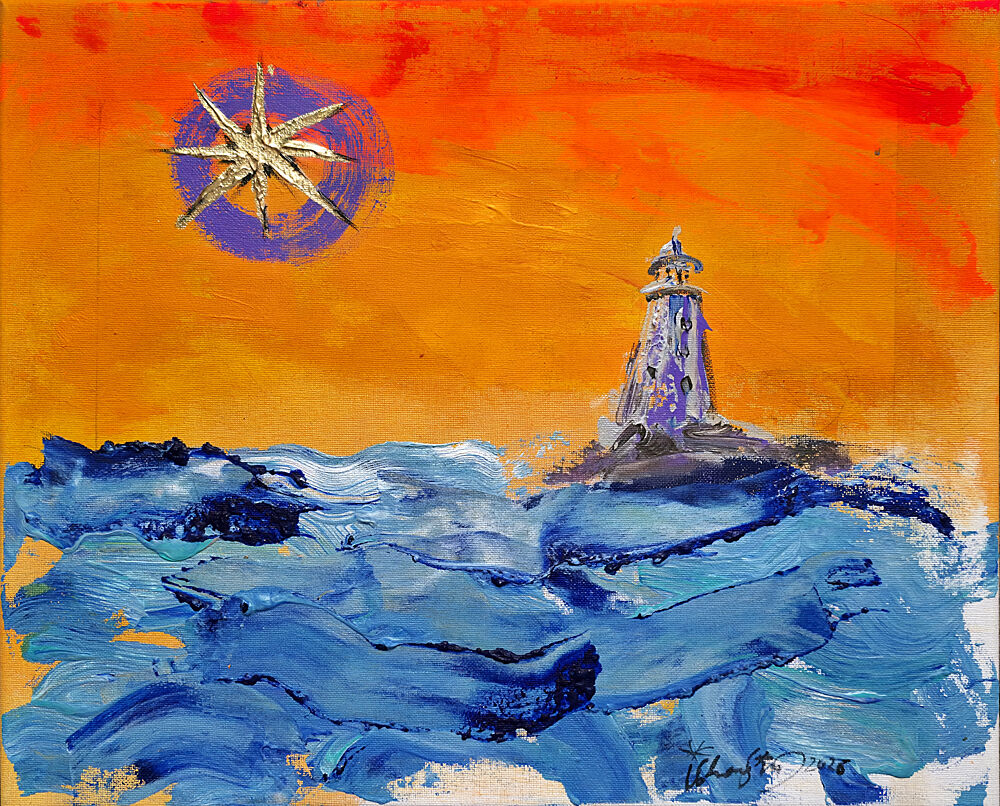 Lighthouse Golden Star art print by Kanat Ibragimov for $57.95 CAD