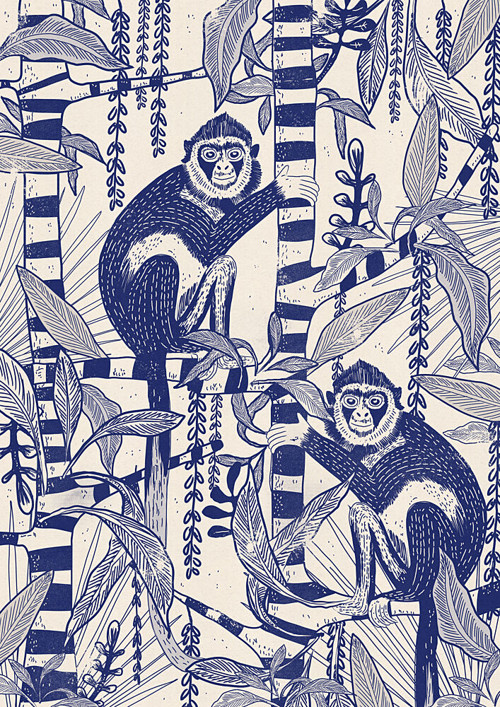 Jungle Monkeys Pattern art print by Nicholas for $57.95 CAD