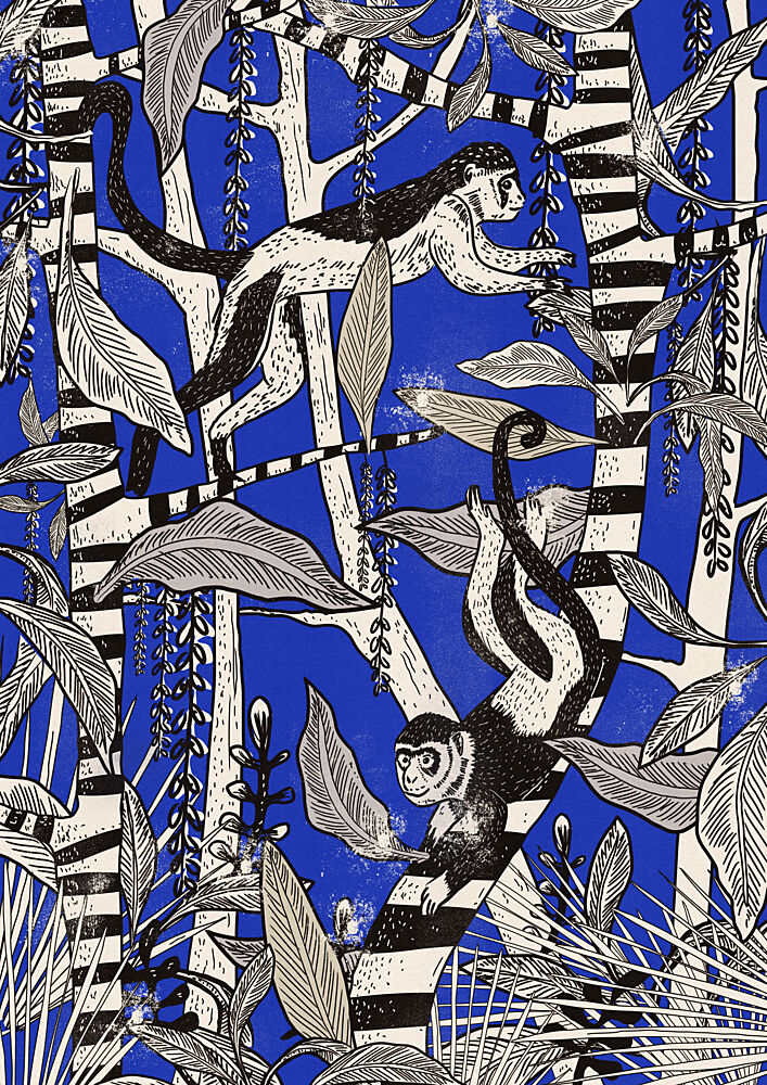 Playful Forest Monkeys art print by Nicholas for $57.95 CAD