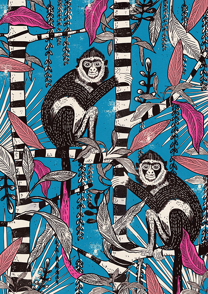 Tropical Jungle Monkeys art print by Nicholas for $57.95 CAD