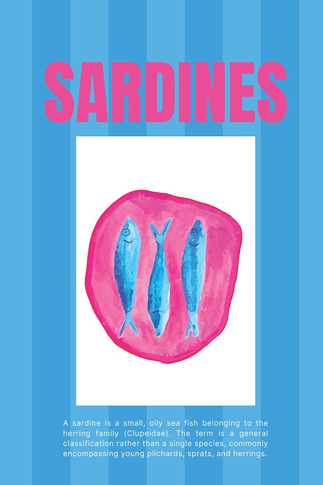 Blue Pink Sardines art print by Elizabeth C for $57.95 CAD