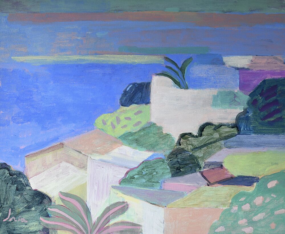 Vibrant Mediterranean Coast art print by Iria Fernandez for $57.95 CAD