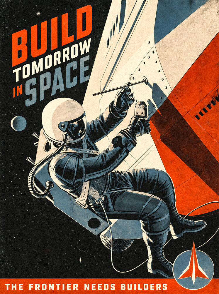 Retro Space Builder art print by Taudalpoi for $57.95 CAD