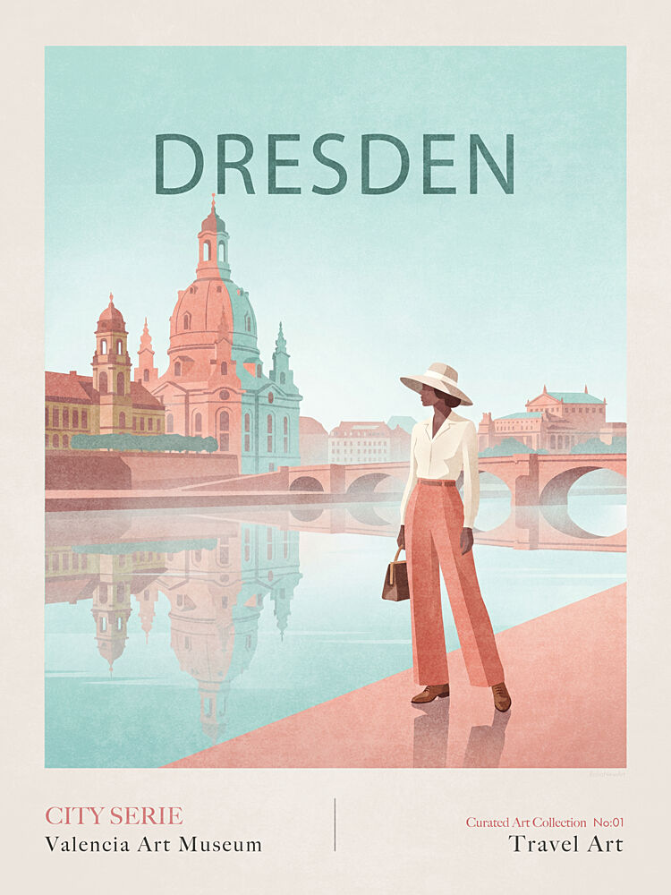 Elegant Dresden Cityscape art print by Emel Tunaboylu for $57.95 CAD