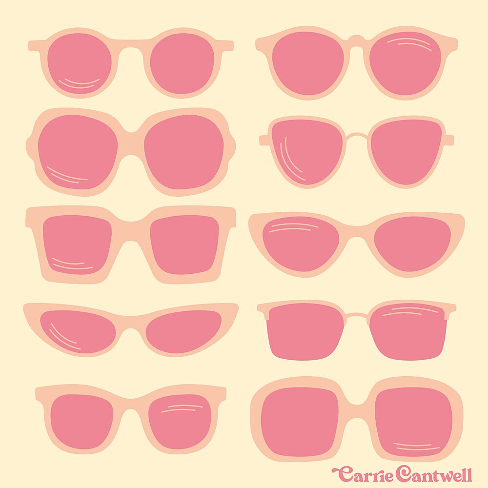 Pink Sunglasses Collection art print by Carrie Cantwell for $57.95 CAD