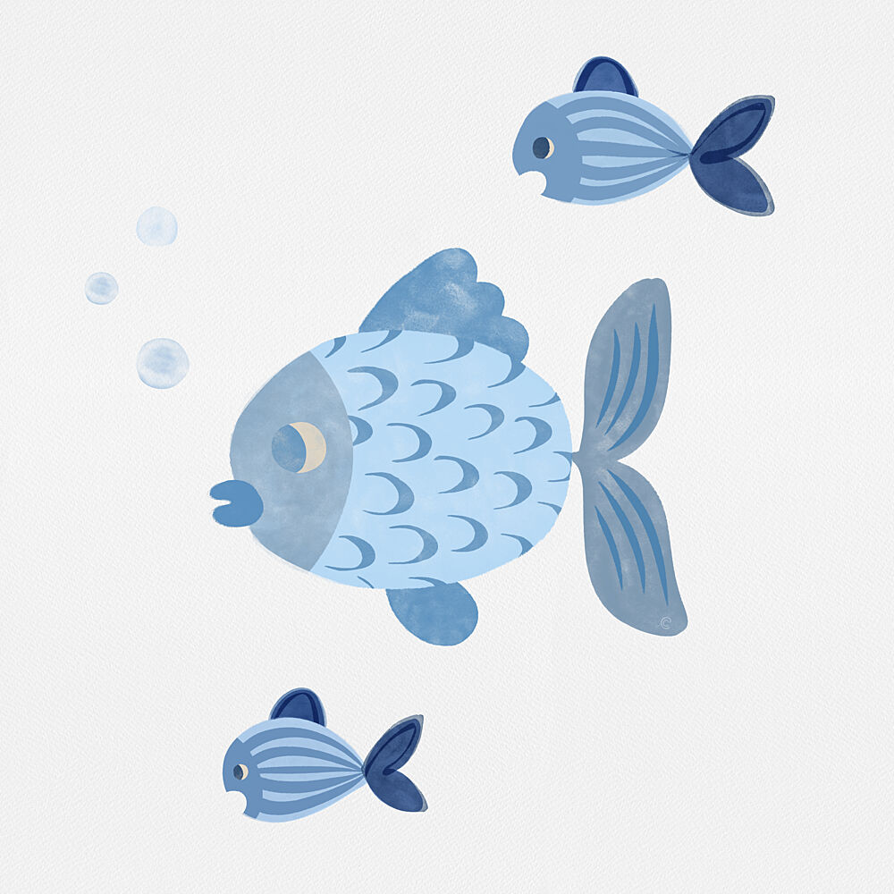 Blue Fish Family art print by Carrie Cantwell for $57.95 CAD