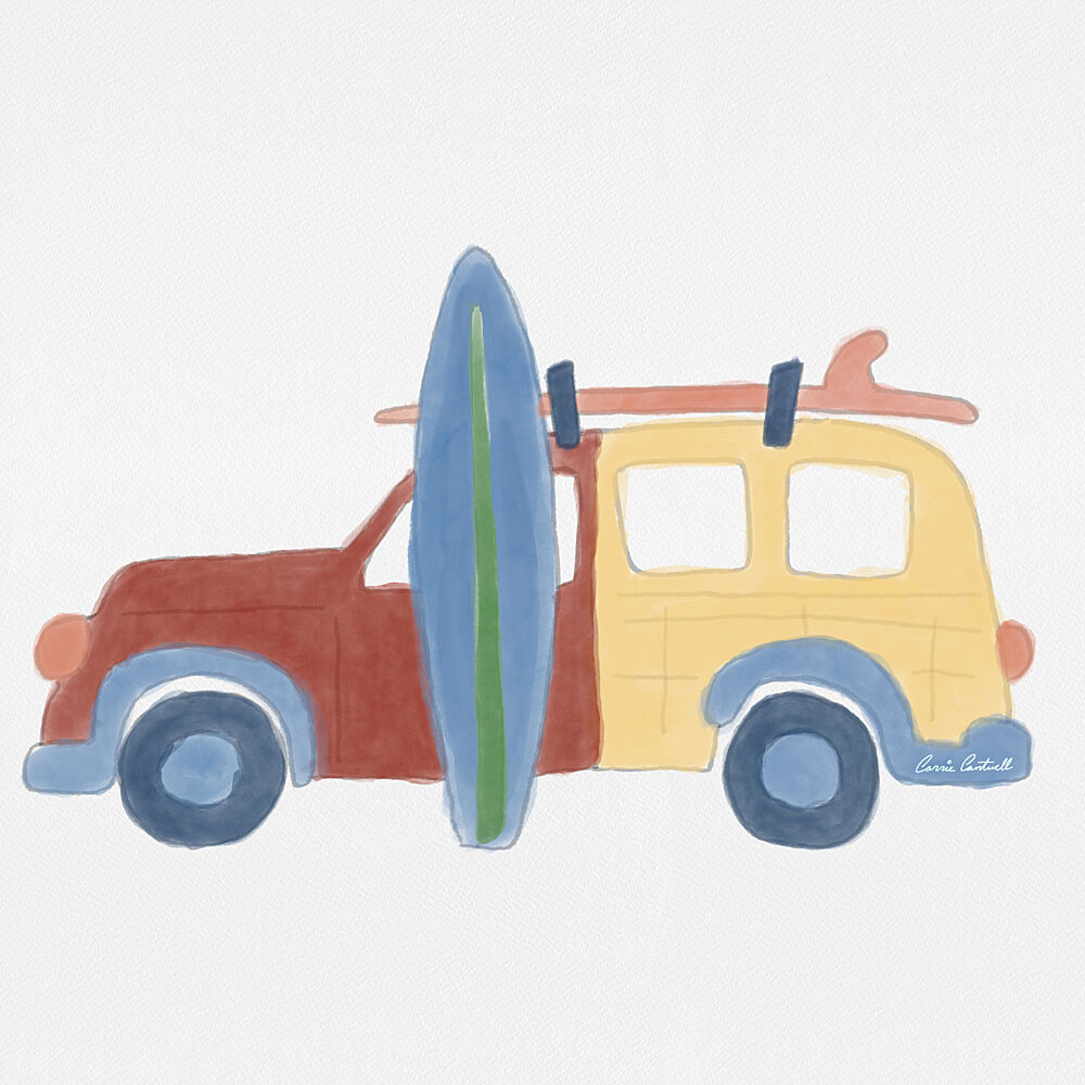 Retro Beach Surf Wagon art print by Carrie Cantwell for $57.95 CAD