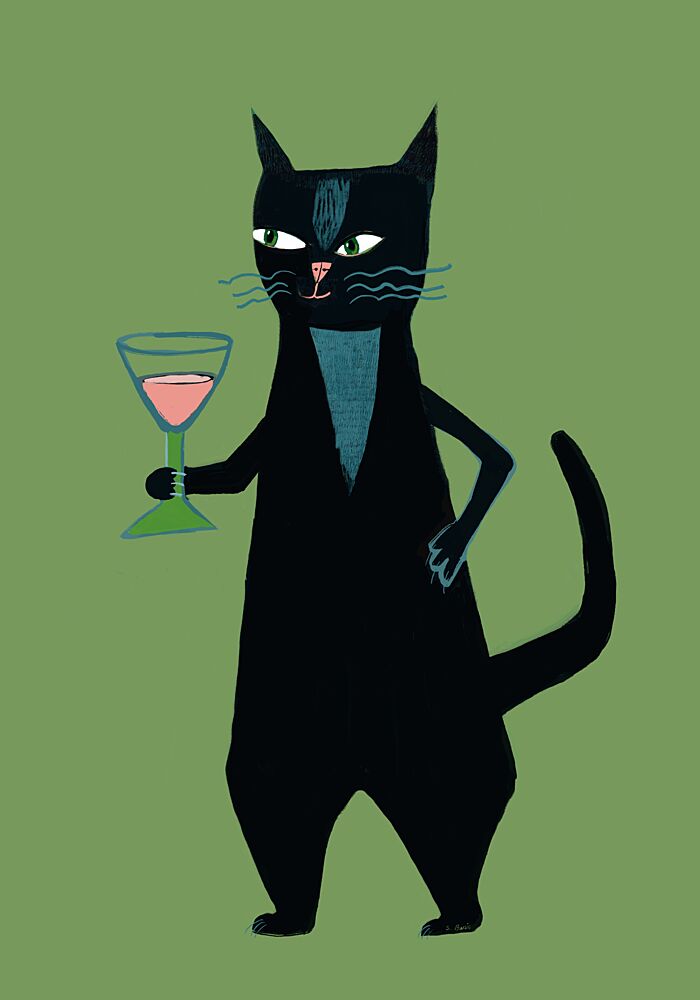 Sassy Black Cat Cocktail art print by Sharyn Bursic for $57.95 CAD