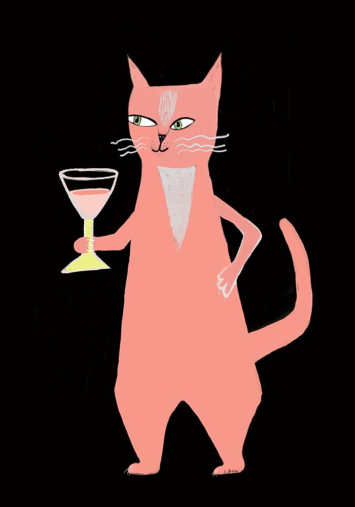 Pink Cat Cocktail art print by Sharyn Bursic for $57.95 CAD