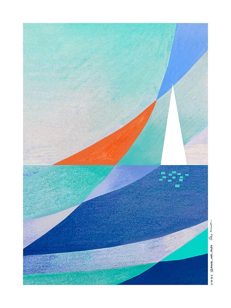 Geometric Ocean Sailboat art print by Alex Nereuta for $57.95 CAD