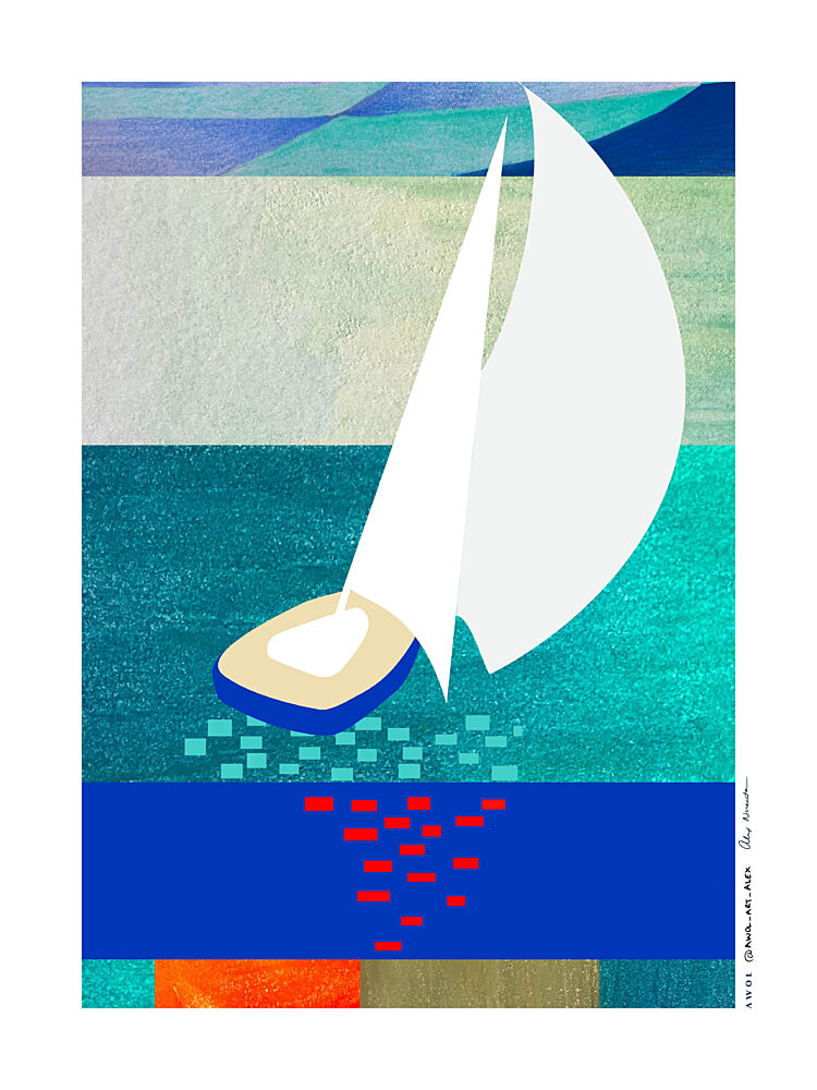 Modern Sailboat Serenity art print by Alex Nereuta for $57.95 CAD