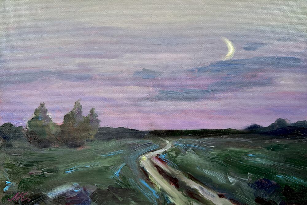 Purple Twilight Moon art print by Marina Kozyr for $57.95 CAD