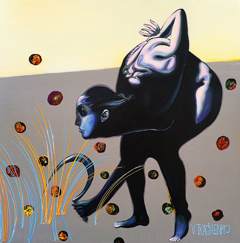 Surreal Bending Figure art print by Victor Tkachenko for $57.95 CAD