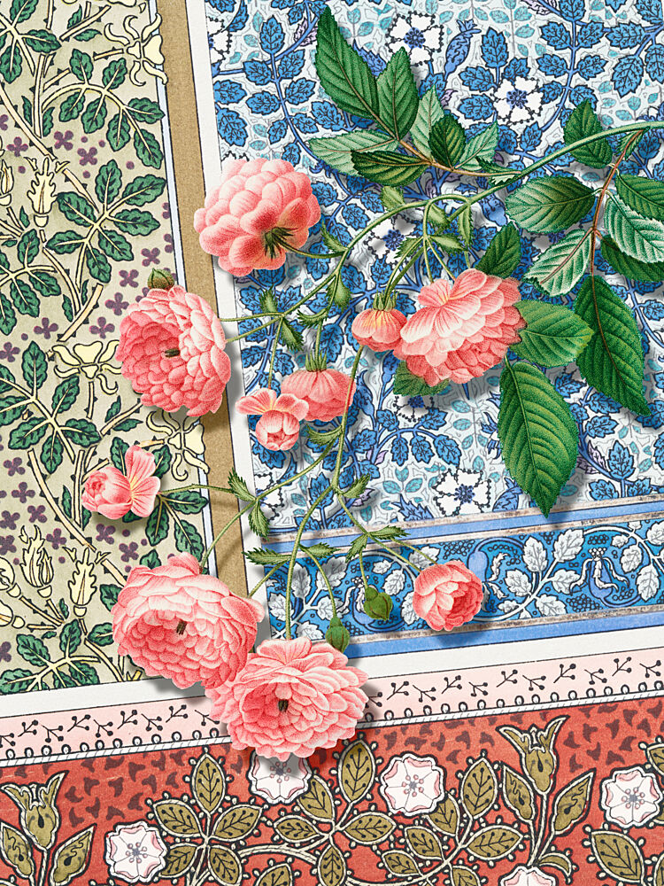 Ornate Pink Roses art print by Marja van den Hurk for $57.95 CAD