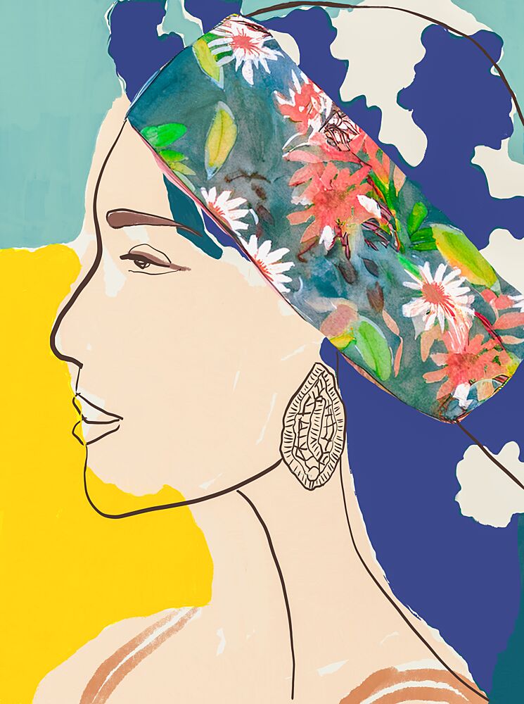 Woman in Floral Scarf art print by Beate Tubach for $57.95 CAD