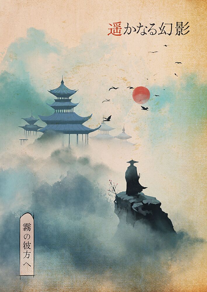 Monk in Misty Mountains art print by Fadil Roze for $57.95 CAD