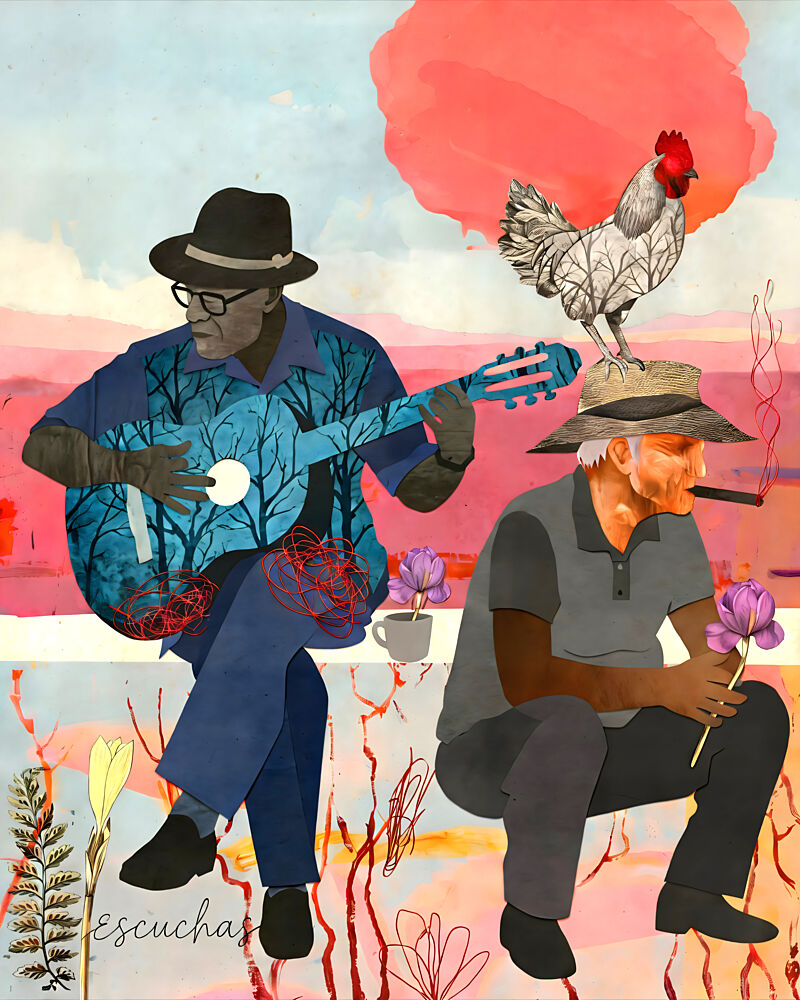 Cuban Men Musical Rooster art print by Uma Gokhale for $57.95 CAD