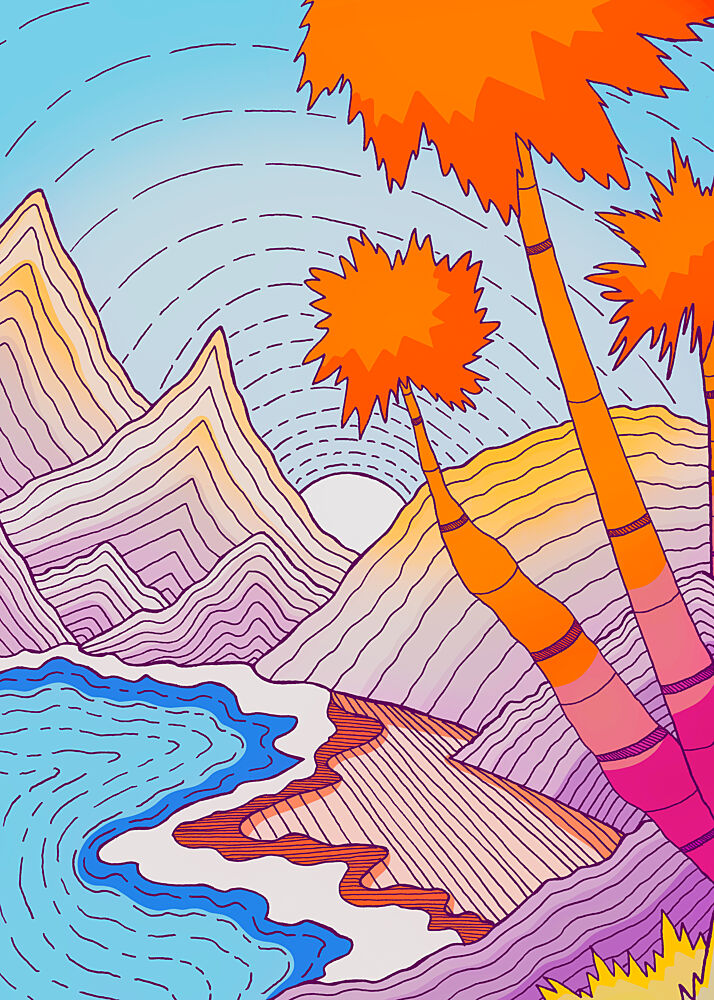 Tropical Mountain Sunset art print by Stephen Wade for $57.95 CAD