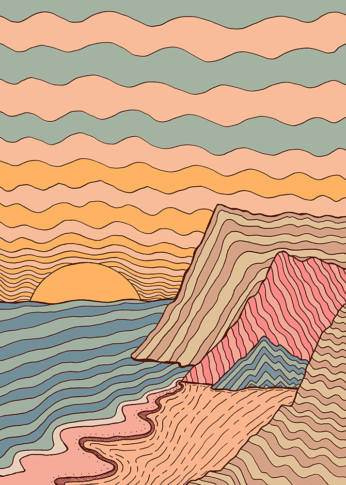 Wavy Coastal Sunset art print by Stephen Wade for $57.95 CAD