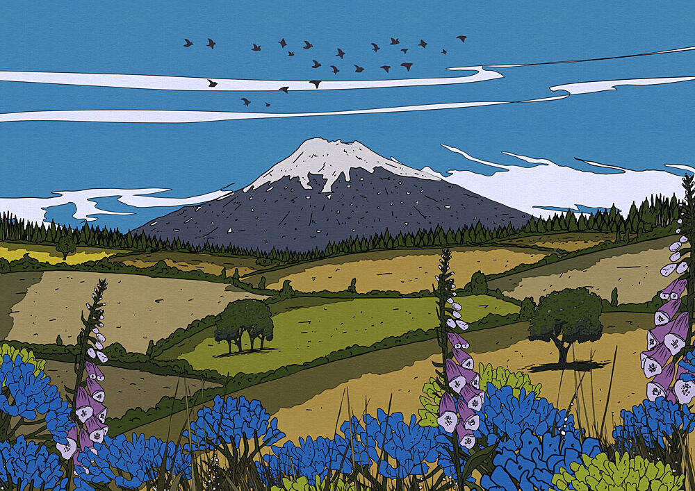 Vibrant Mountain Landscape art print by Nicholas for $57.95 CAD