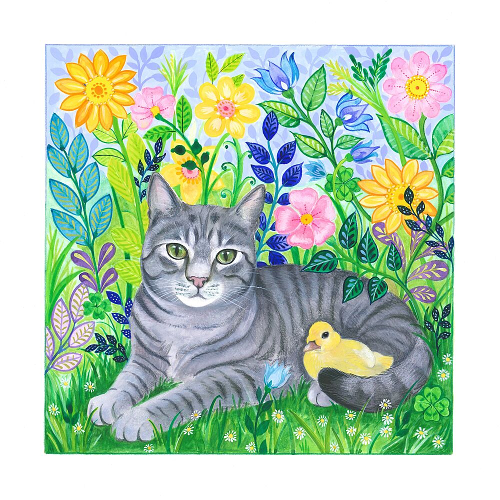 Cat and Duckling Friends art print by Isabelle Brent for $57.95 CAD