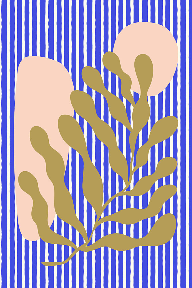 Blue Stripe Botanical art print by Treechild for $57.95 CAD