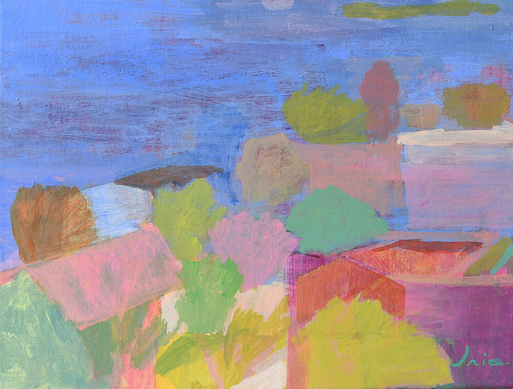 Pastel Abstract Town art print by Iria Fernandez for $57.95 CAD