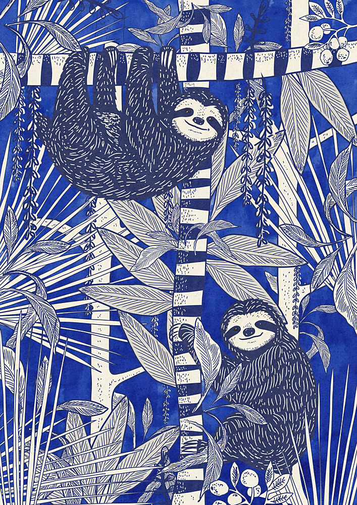 Happy Jungle Sloths art print by Nicholas for $57.95 CAD