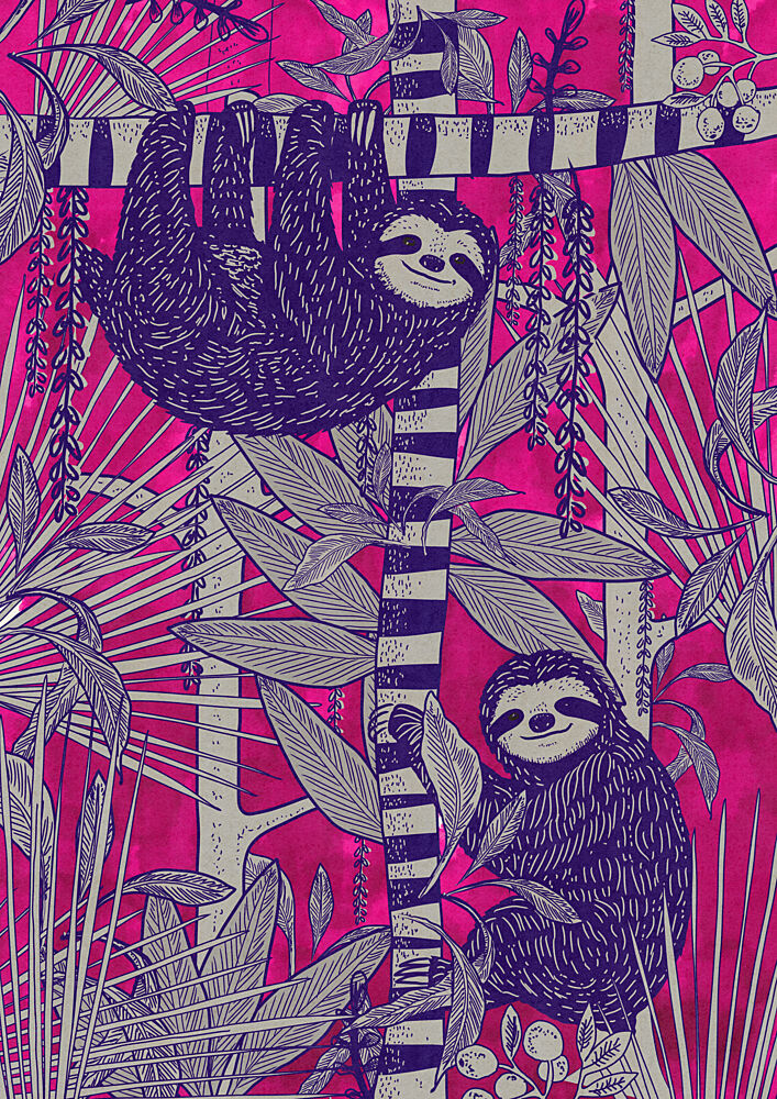 Happy Jungle Sloths art print by Nicholas for $57.95 CAD