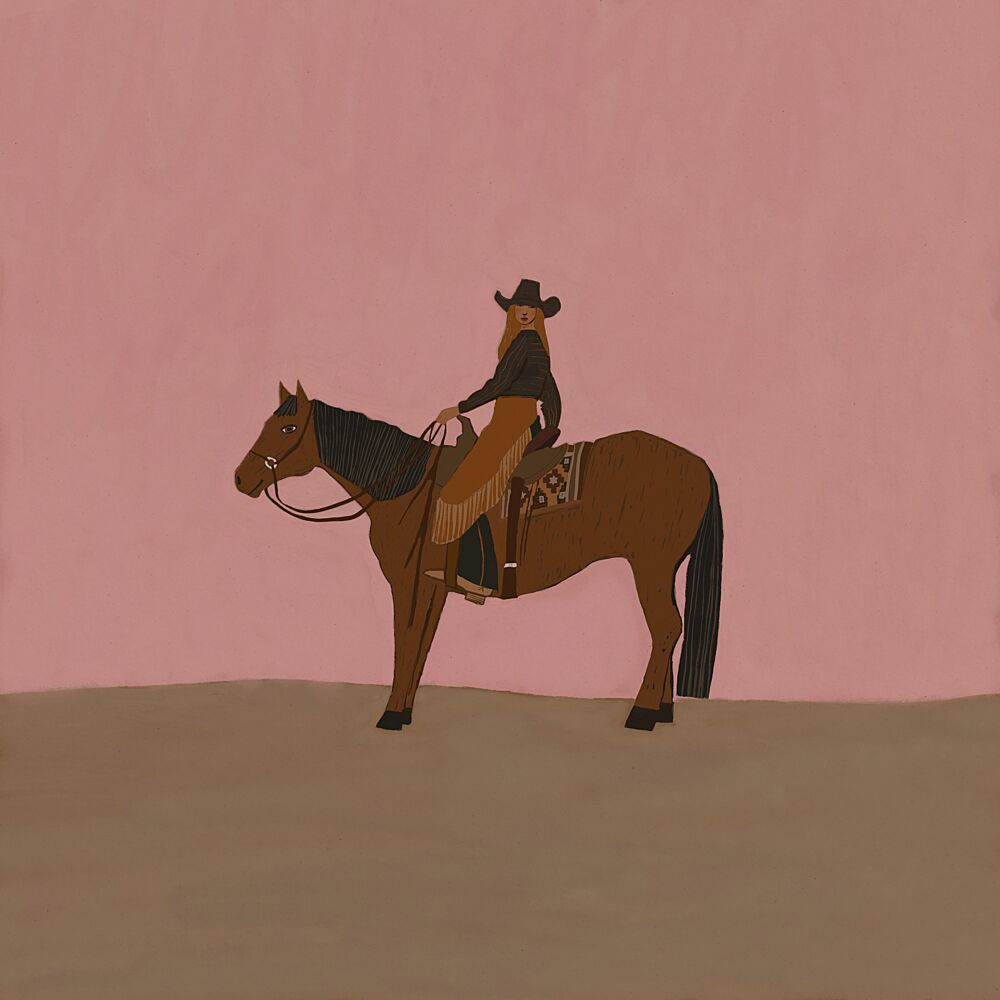Pink Sky Cowgirl art print by Sharyn Bursic for $57.95 CAD