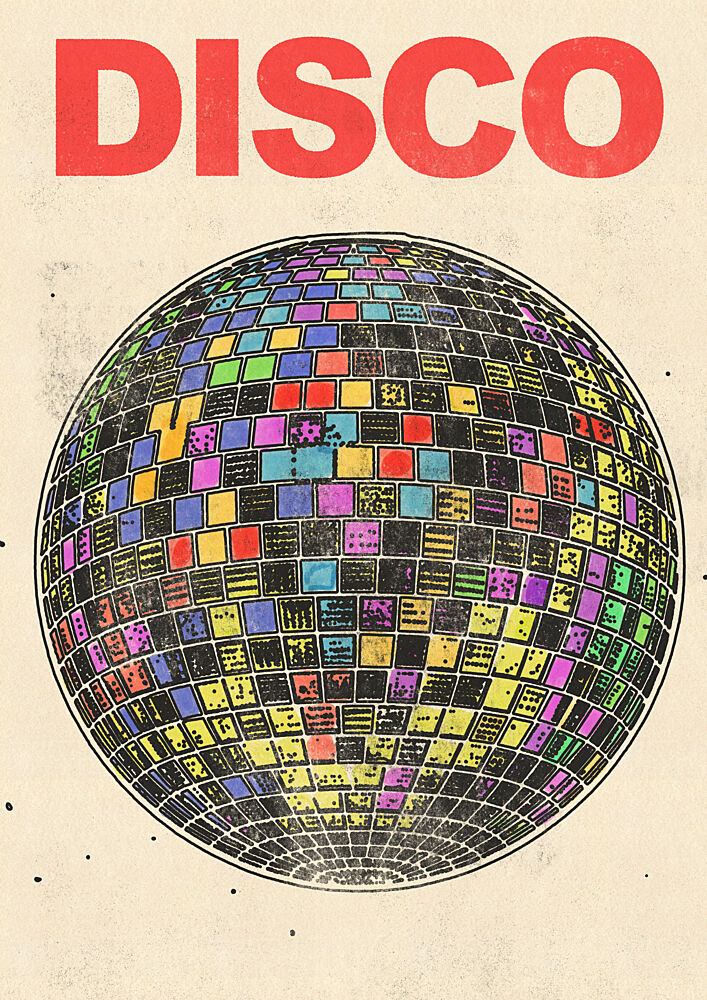 Colorful Disco Ball art print by Nicholas for $57.95 CAD