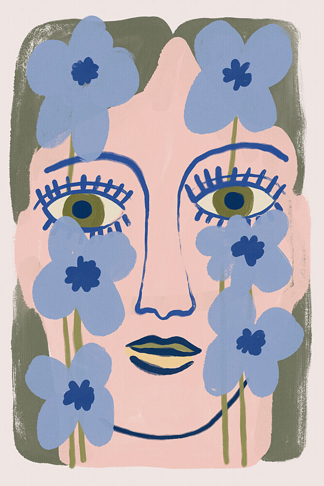 Blue Flower Woman art print by Treechild for $57.95 CAD