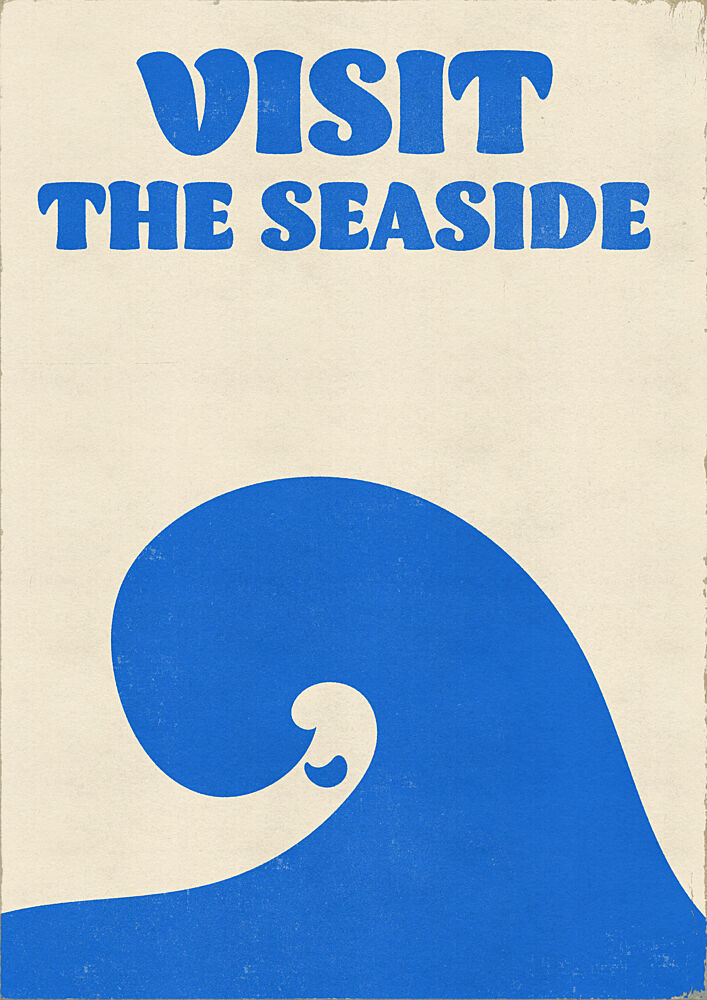 Retro Seaside Wave art print by Nicholas for $57.95 CAD