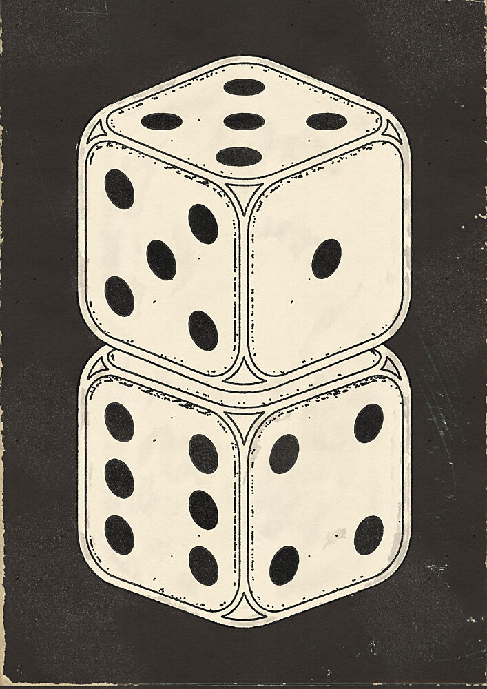 Stacked Vintage Dice art print by Nicholas for $57.95 CAD