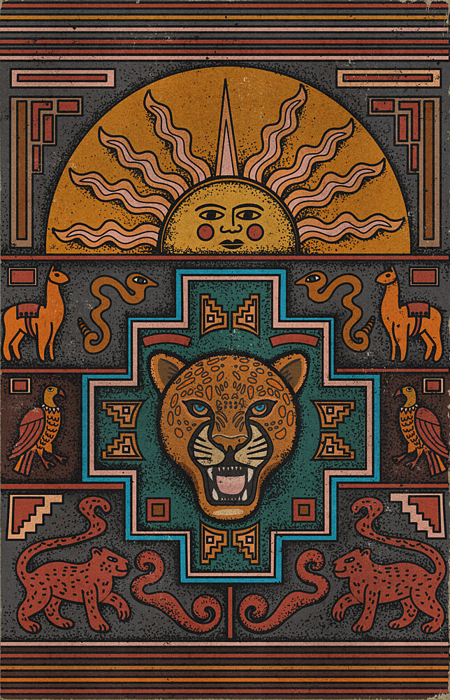 Andean Jaguar Sun God art print by Nicholas for $57.95 CAD