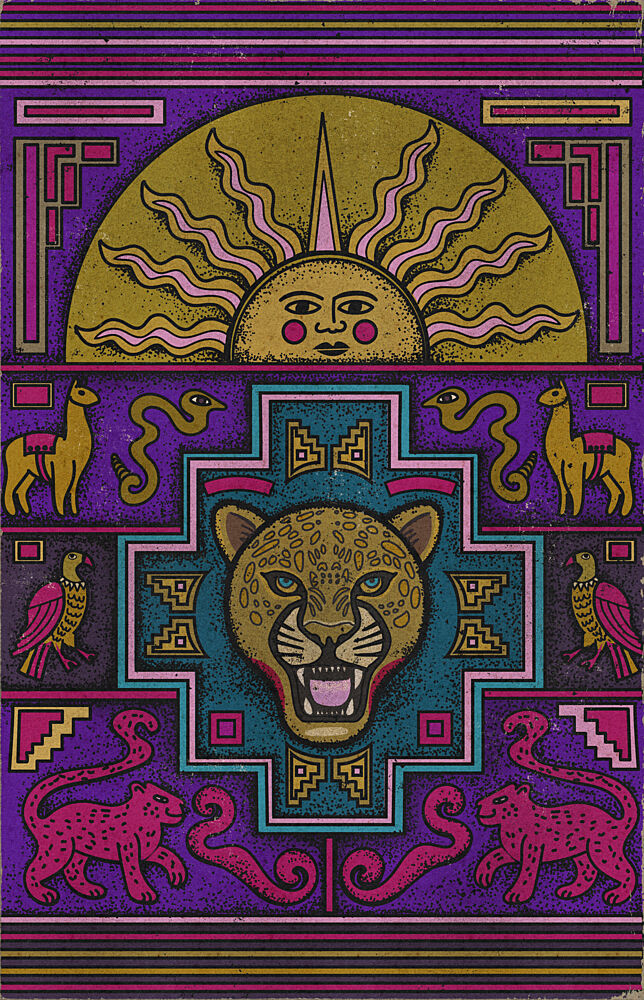 Tribal Jaguar Sun art print by Nicholas for $57.95 CAD
