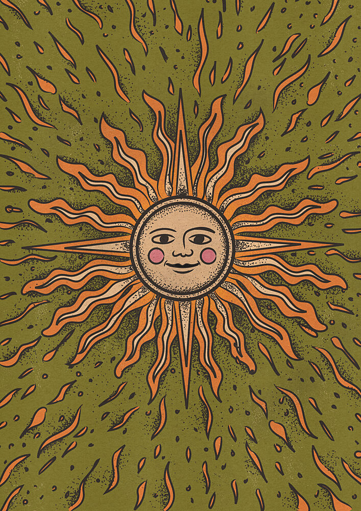 Groovy Sun Face art print by Nicholas for $57.95 CAD