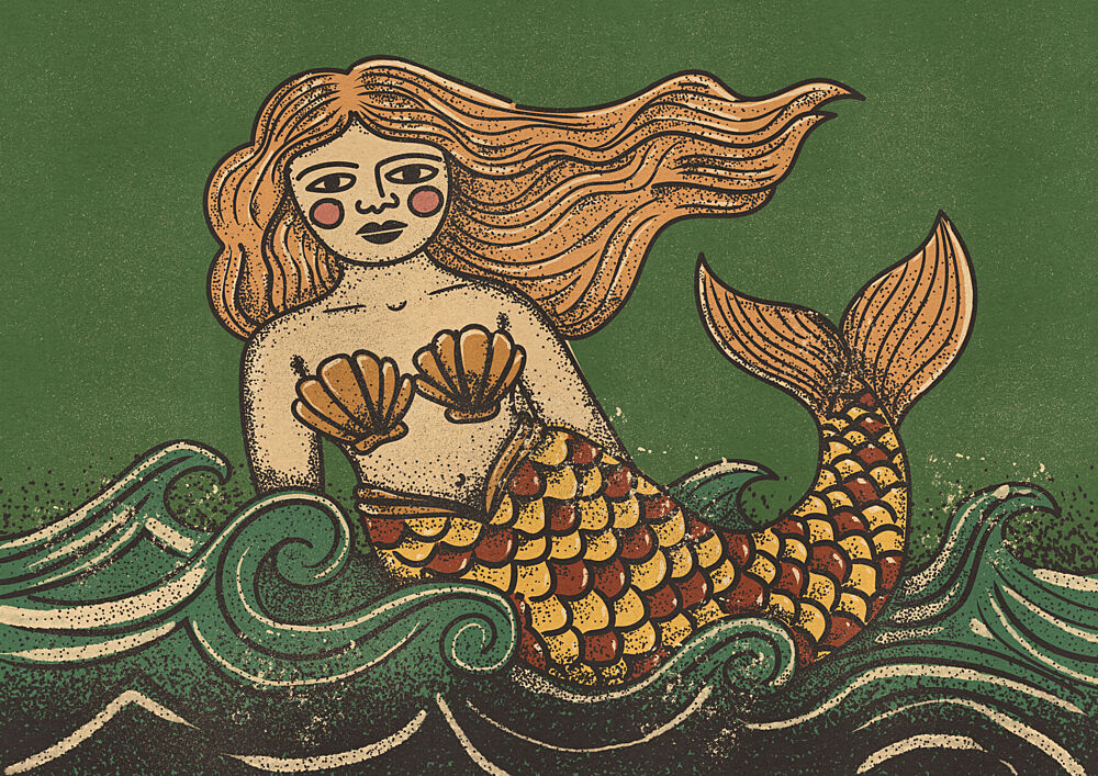 Whimsical Sea Siren art print by Nicholas for $57.95 CAD