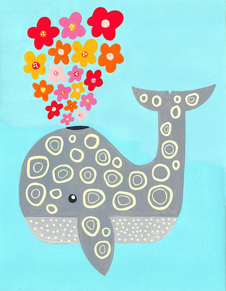 Floral Spouting Whale art print by Sara Coulter for $57.95 CAD
