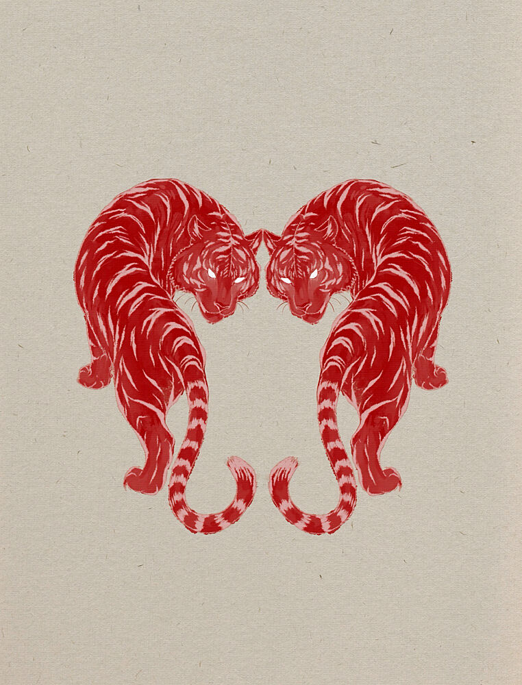 Mirrored Red Tigers art print by Josie George for $57.95 CAD