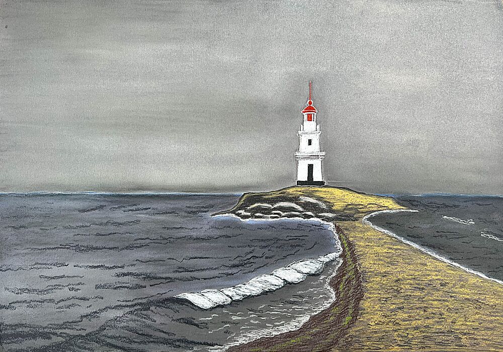 Lighthouse on Coastal Path art print by Viktoriia Saunina for $57.95 CAD