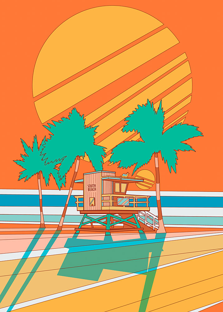 South Beach Lifeguard Sunrise art print by Stephen Wade for $57.95 CAD